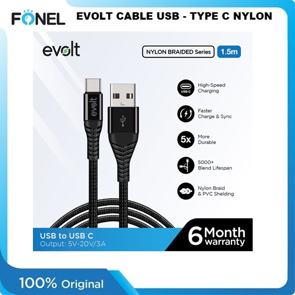 EVOLT CABLE USB - TYPE C NYLON